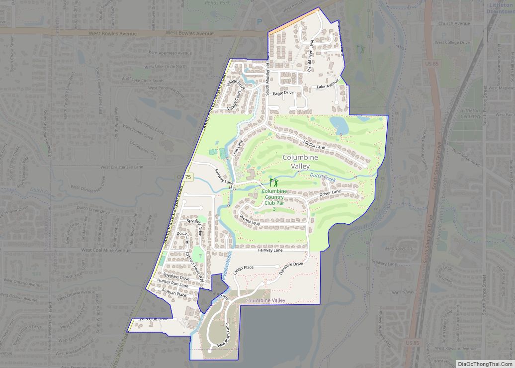Map of Columbine Valley town