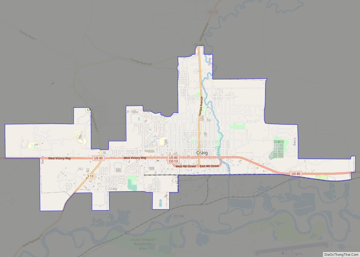 Map of Craig city, Colorado