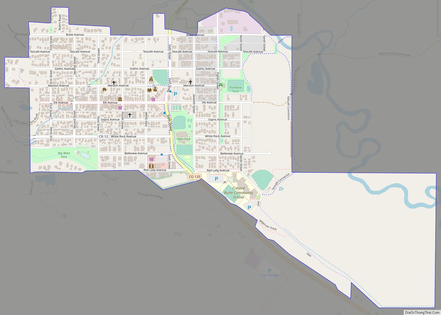Map of Crested Butte town
