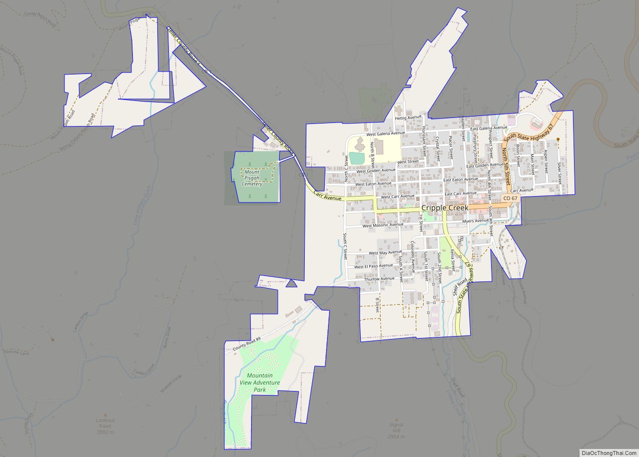 Map of Cripple Creek city