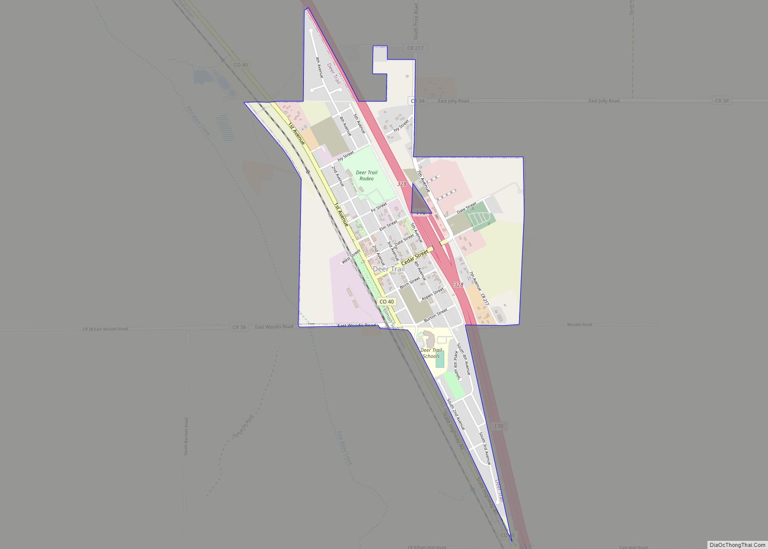 Map of Deer Trail town