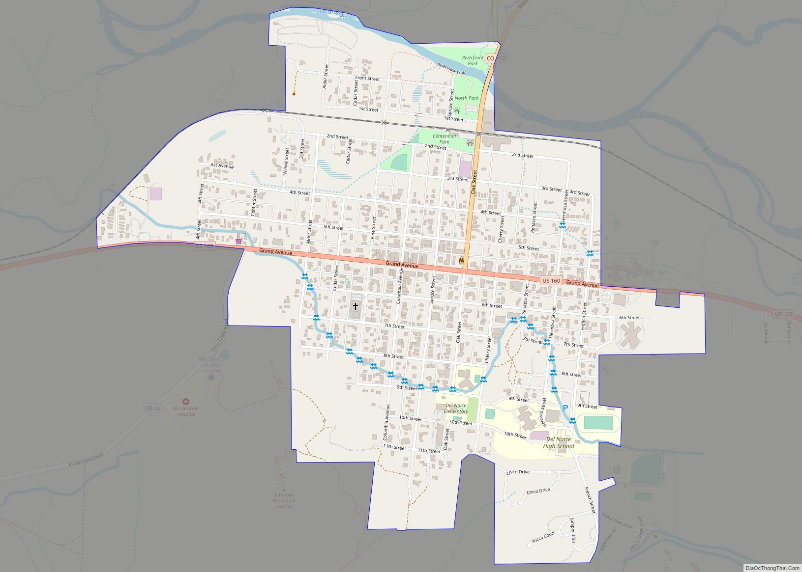 Map of Del Norte town