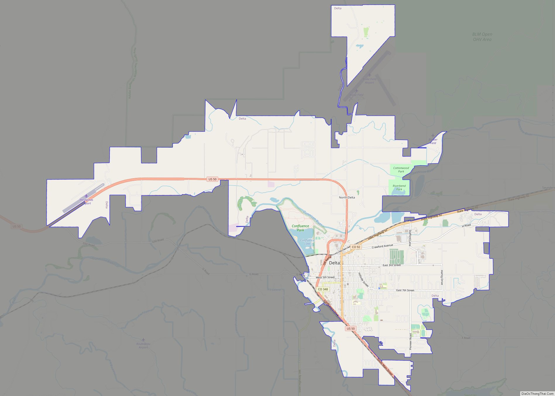 Map of Delta city, Colorado