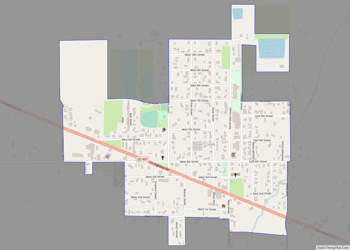 Map of Dove Creek town