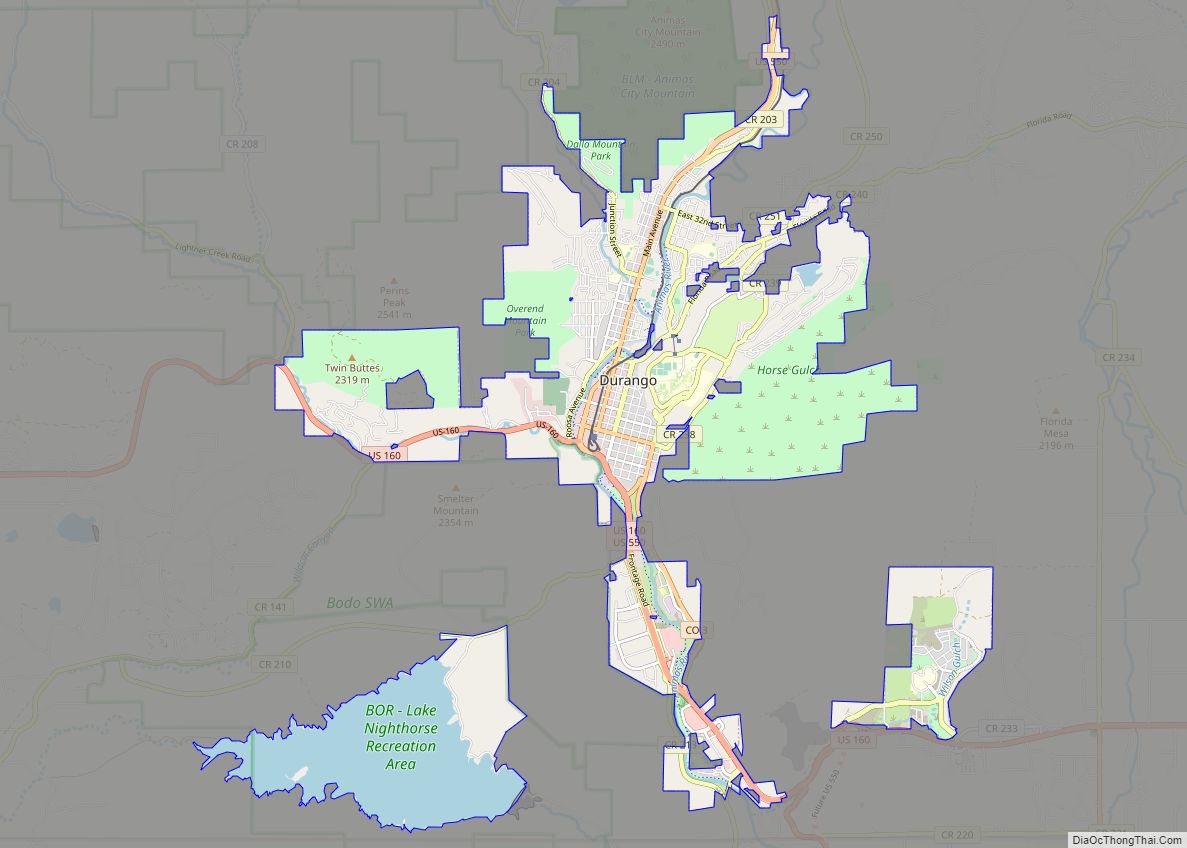 Map of Durango city