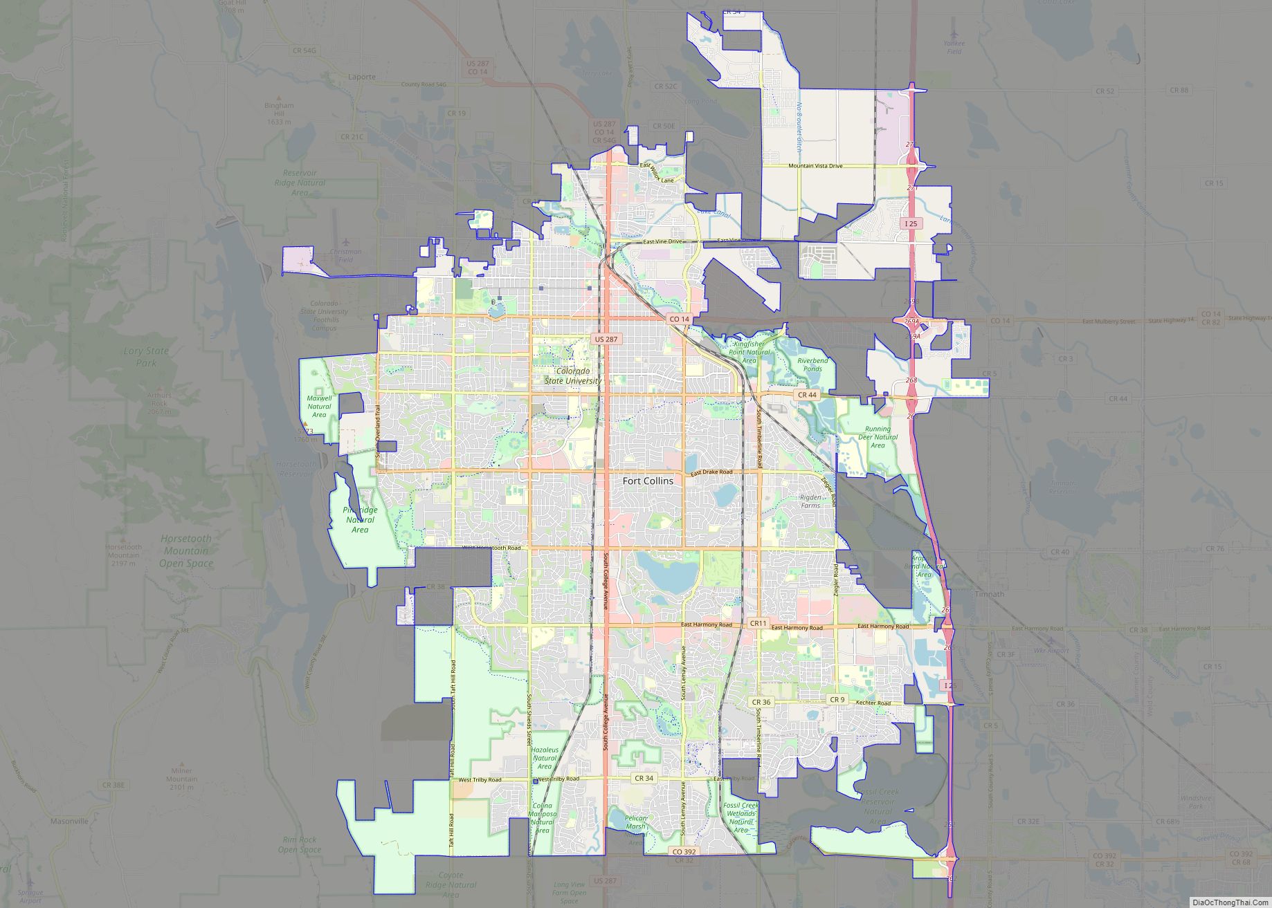 Map of Fort Collins city
