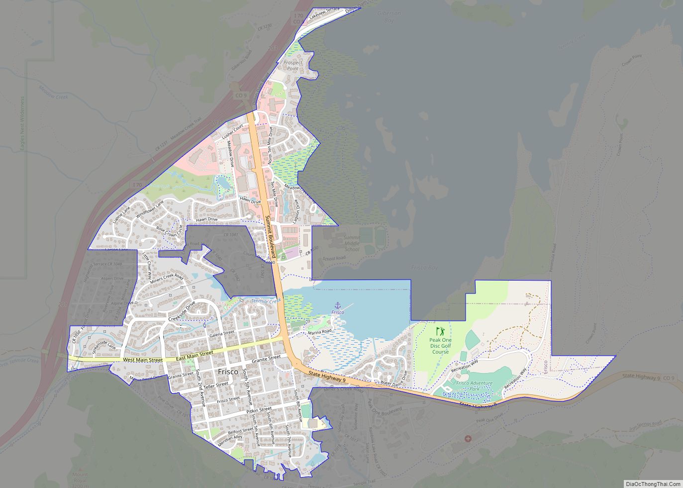Map of Frisco city