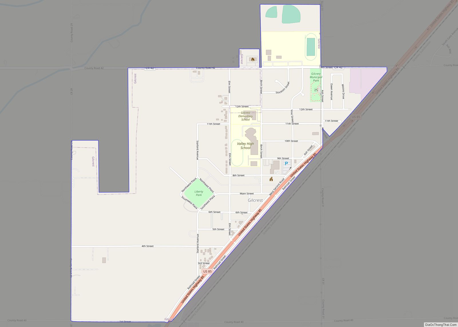 Map of Gilcrest town