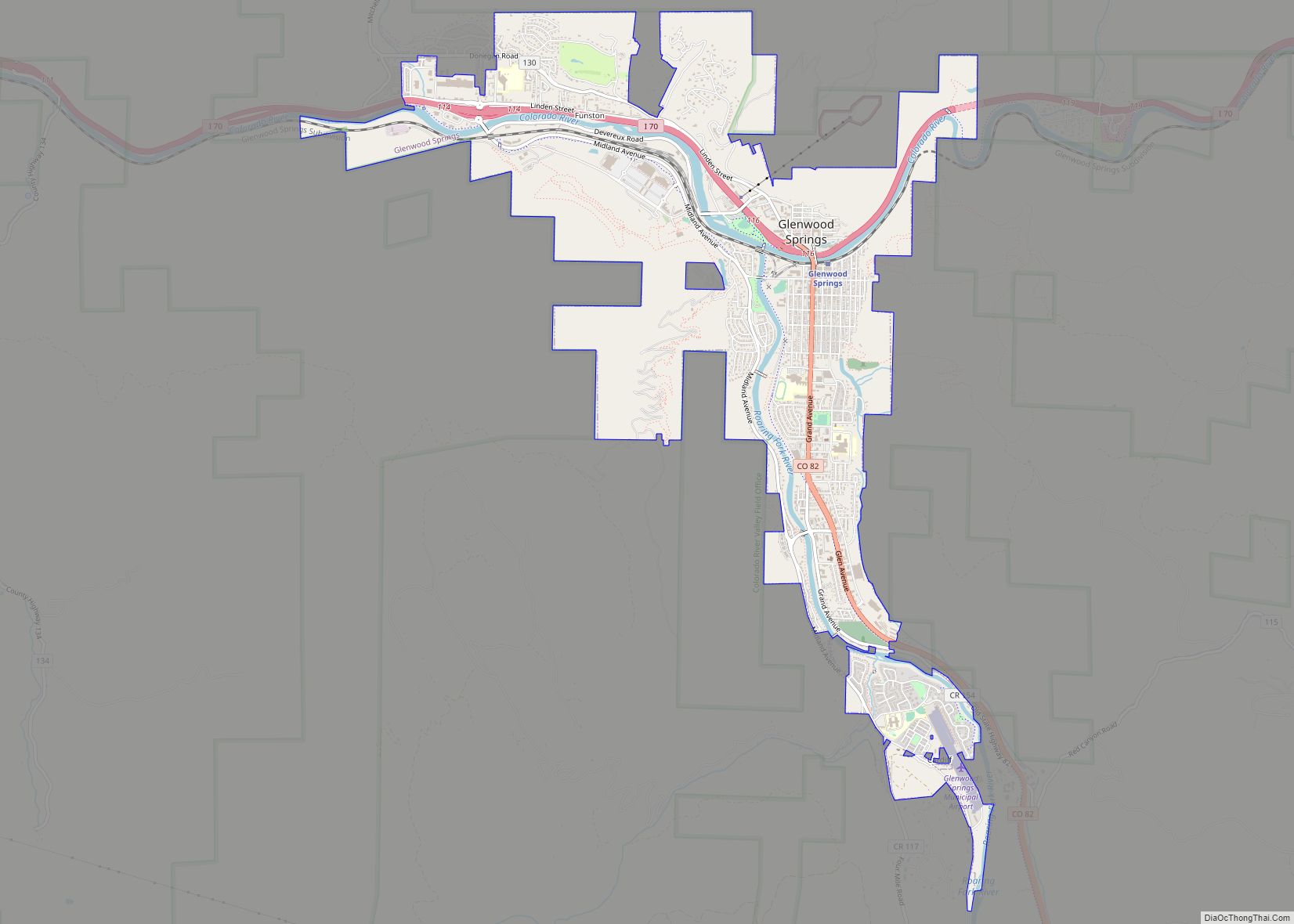 Map of Glenwood Springs city