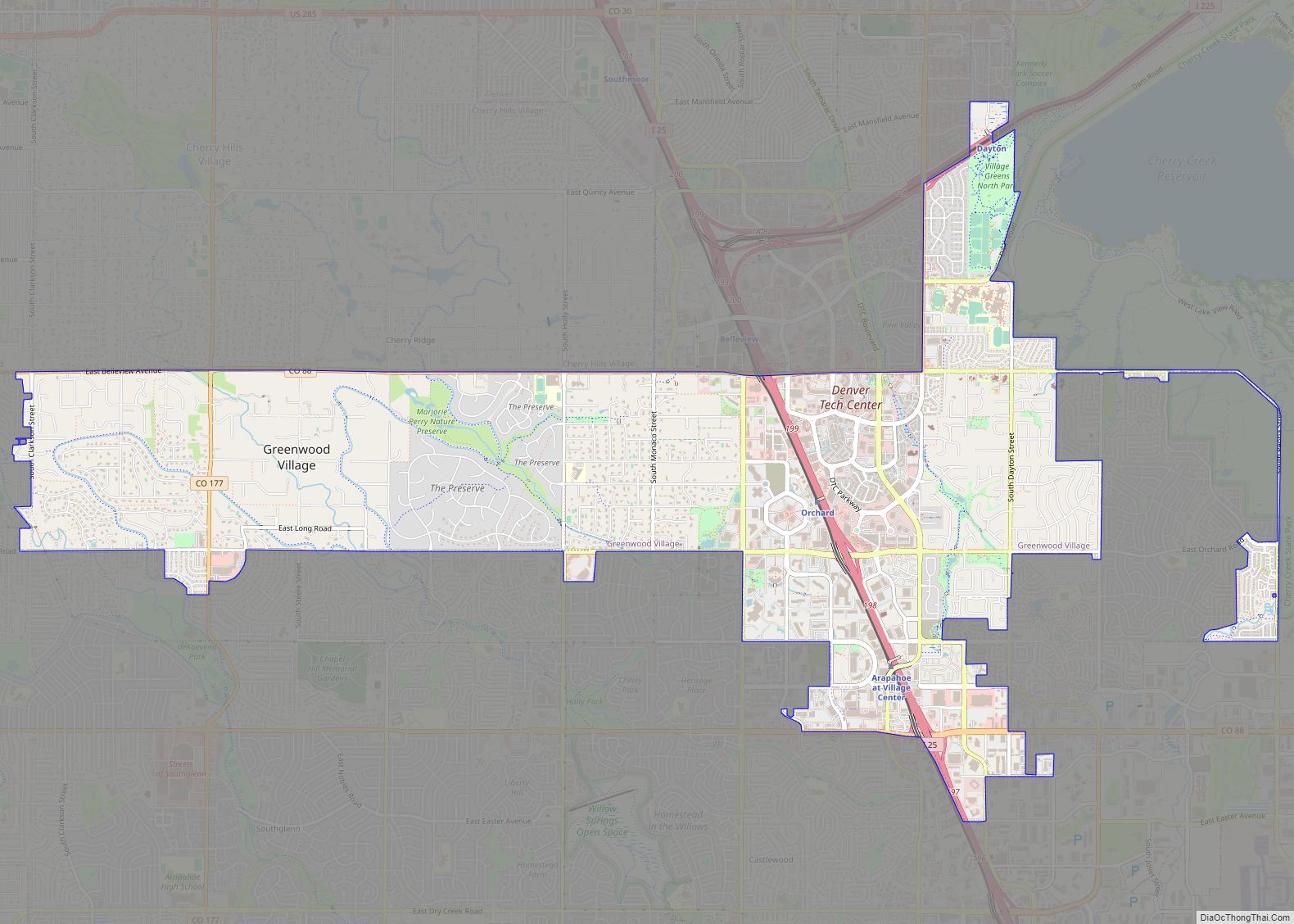 Map of Greenwood Village city