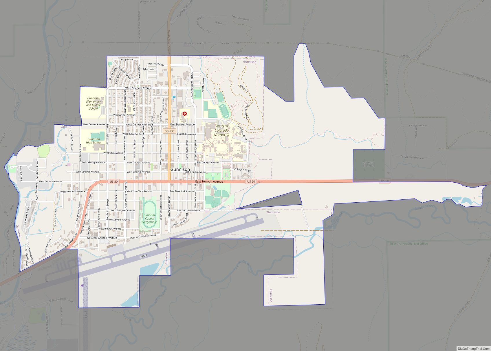 Map of Gunnison city