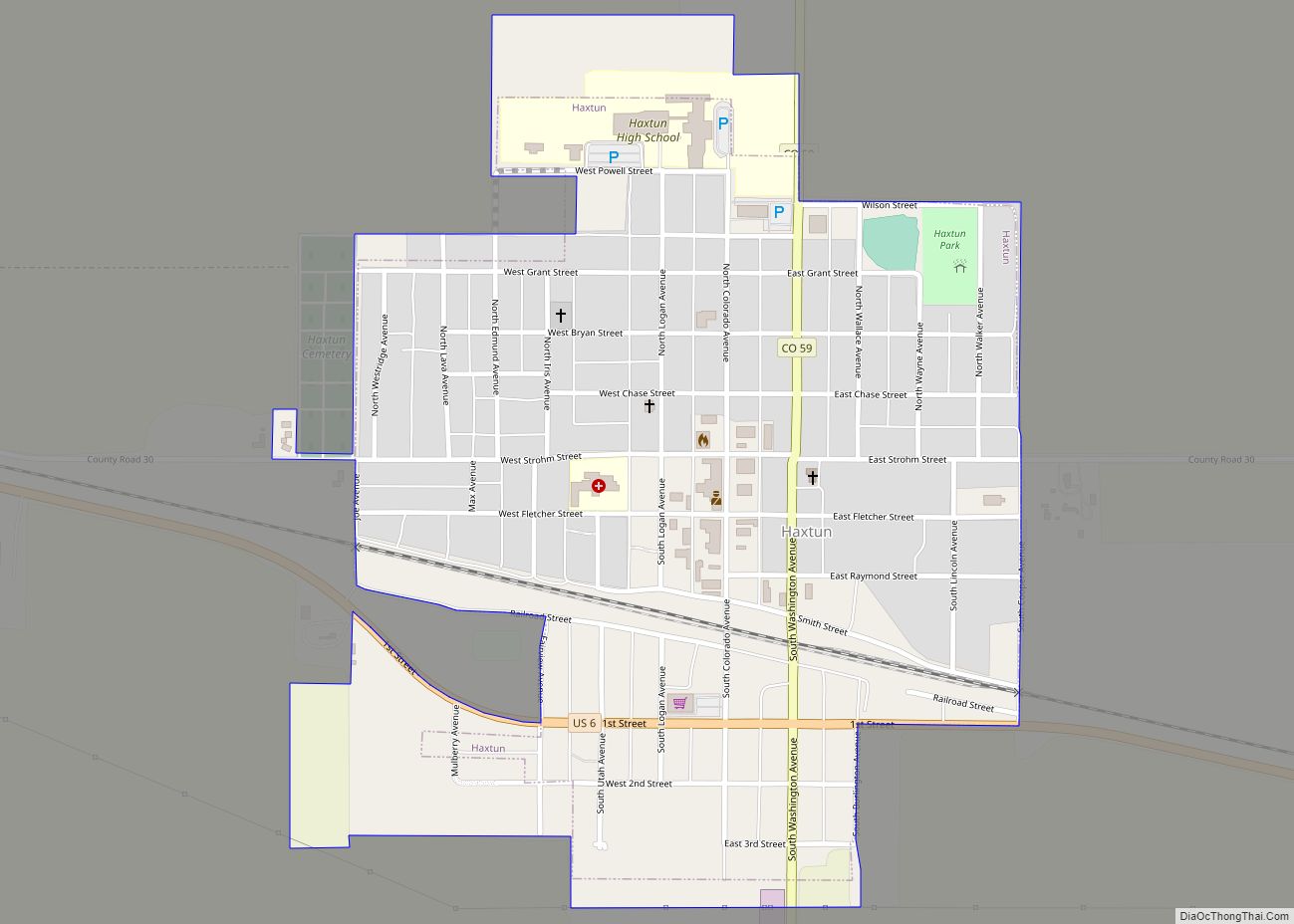 Map of Haxtun town