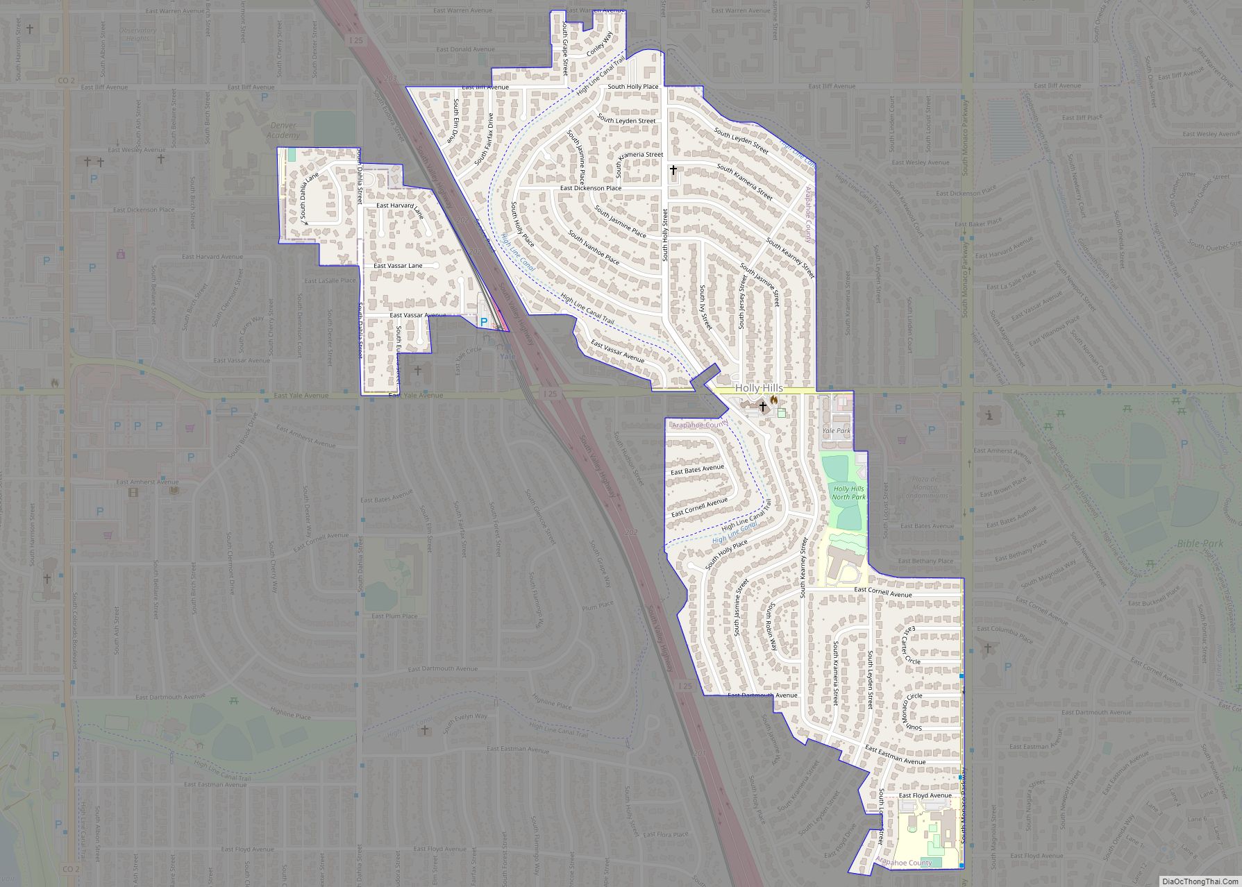 Map of Holly Hills CDP