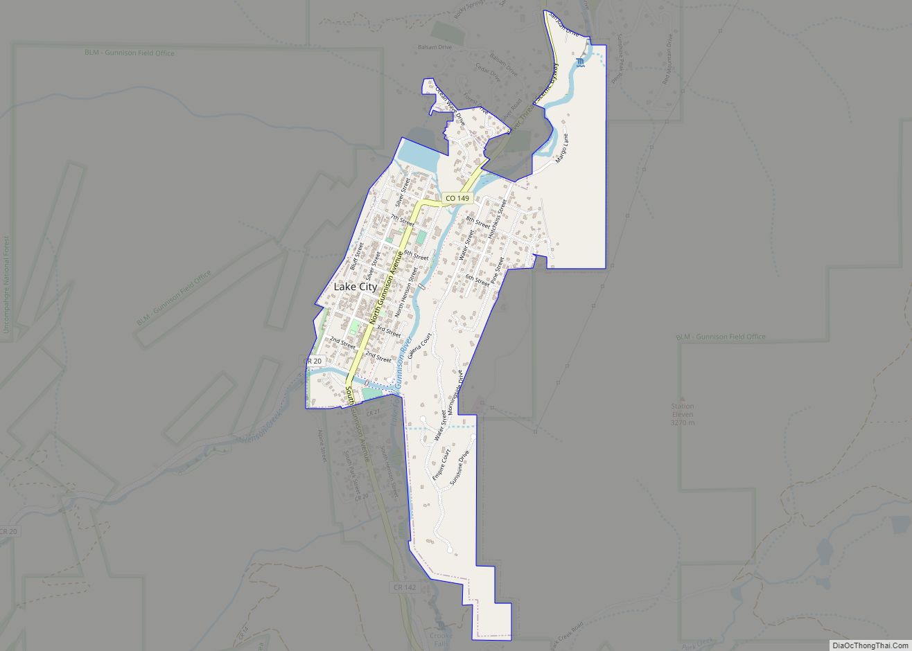 Map of Lake City town, Colorado