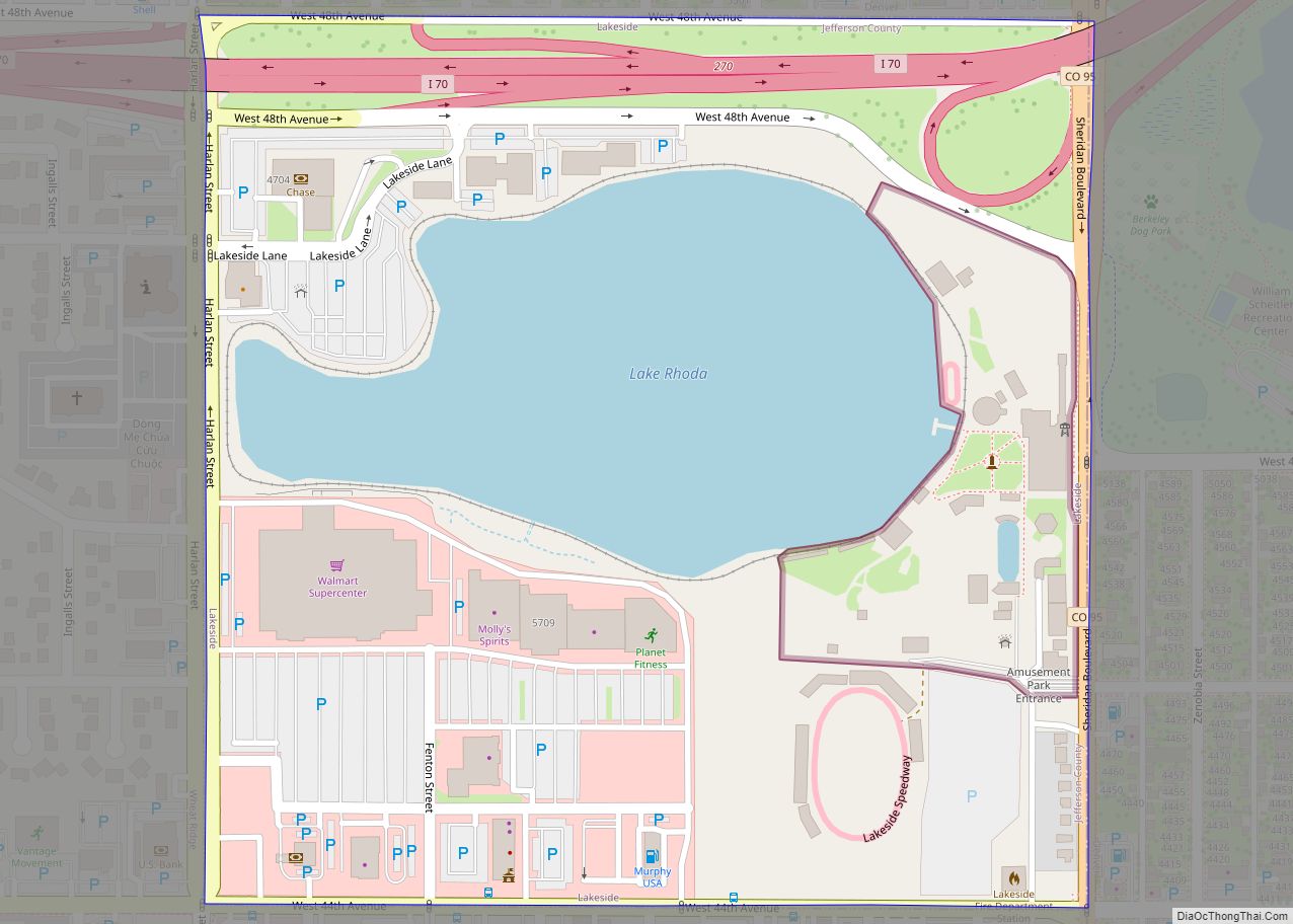 Map of Lakeside town, Colorado
