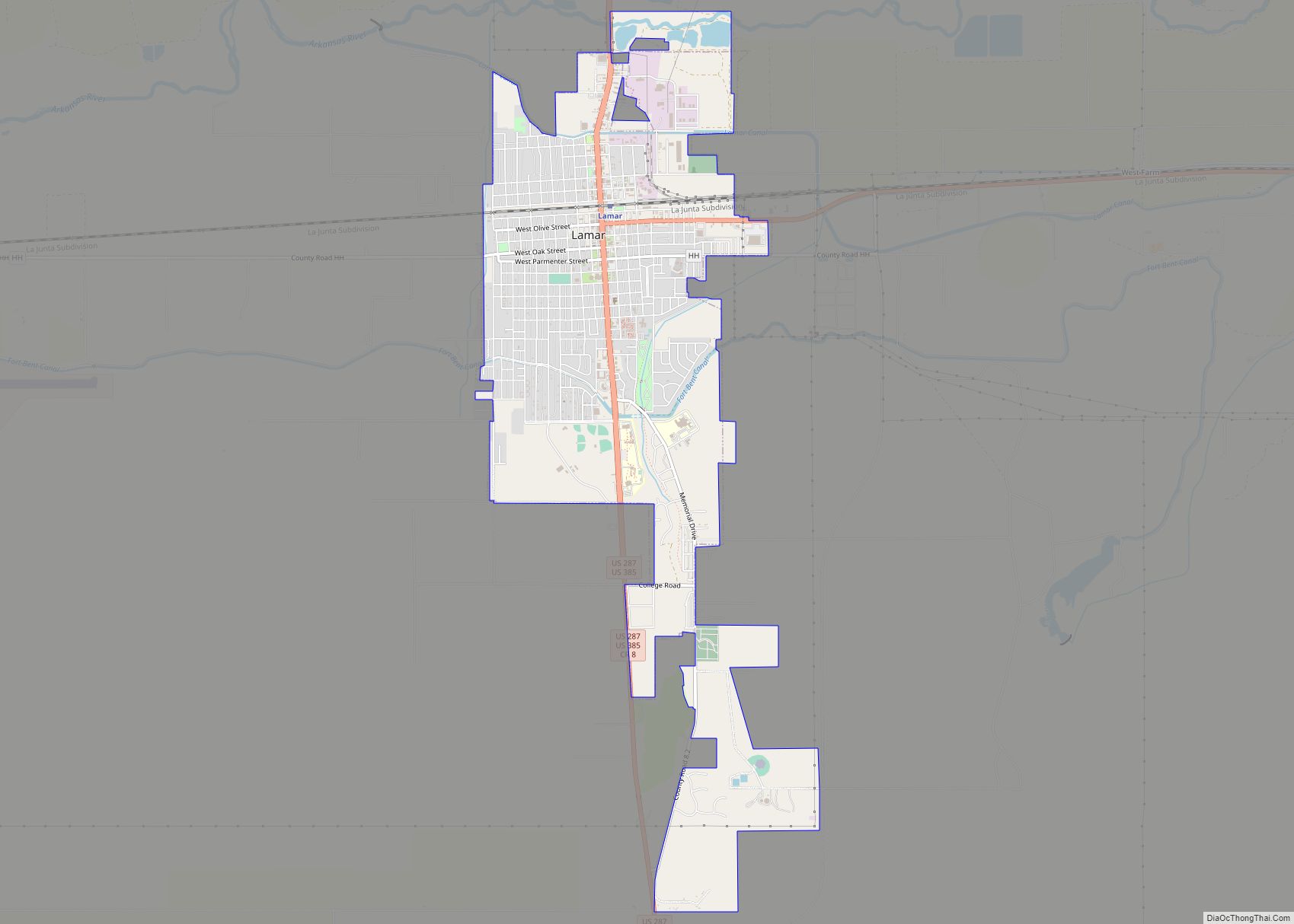 Map of Lamar city, Colorado