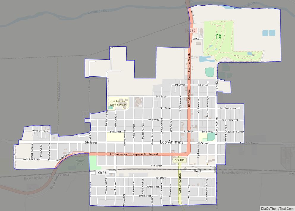 Map of Las Animas city