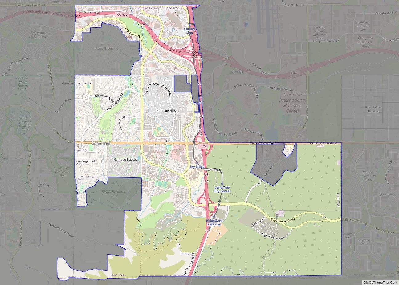 Map of Lone Tree city