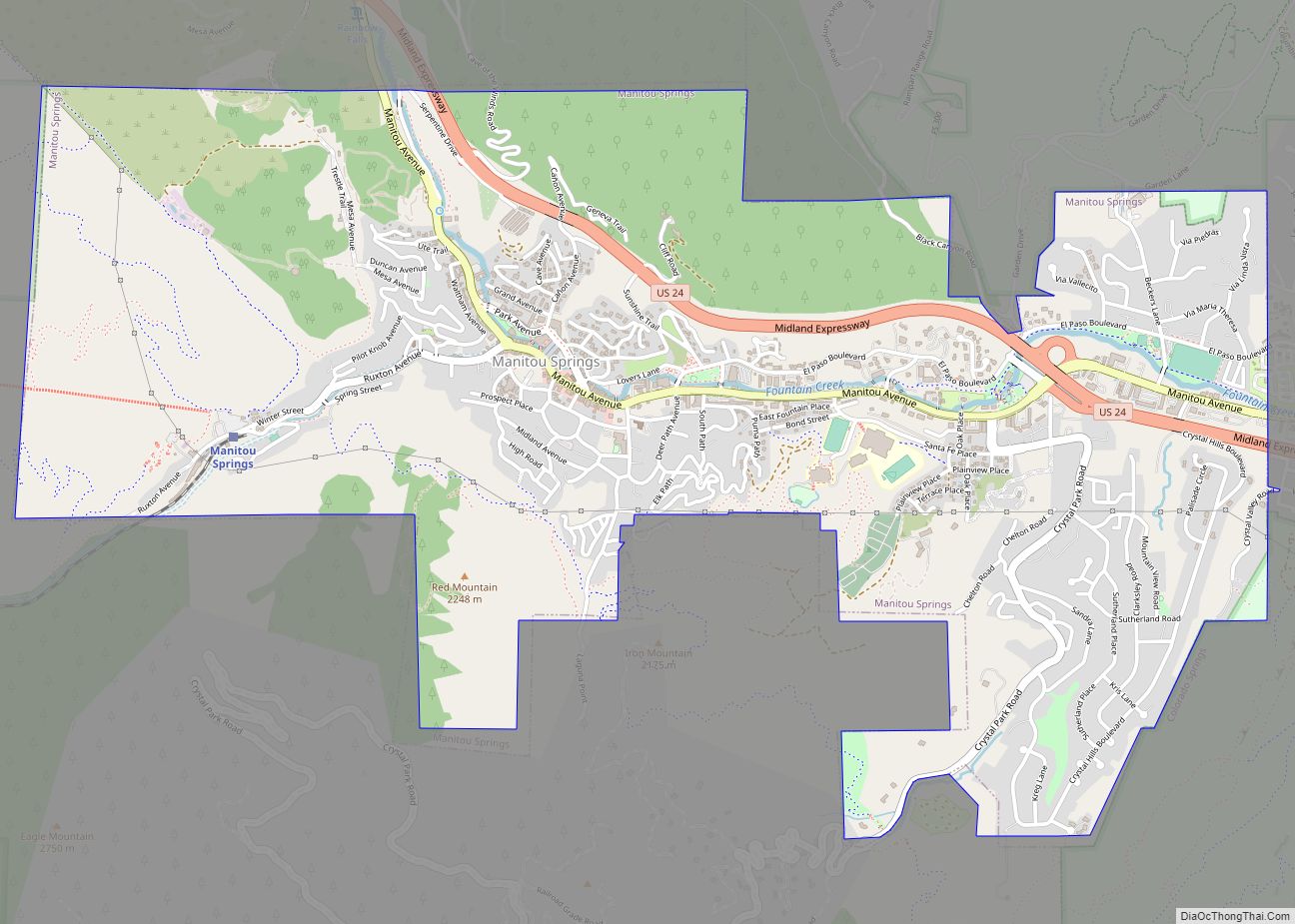 Map of Manitou Springs city
