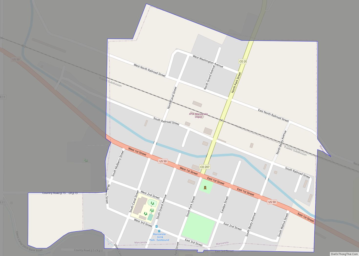 Map of Manzanola town