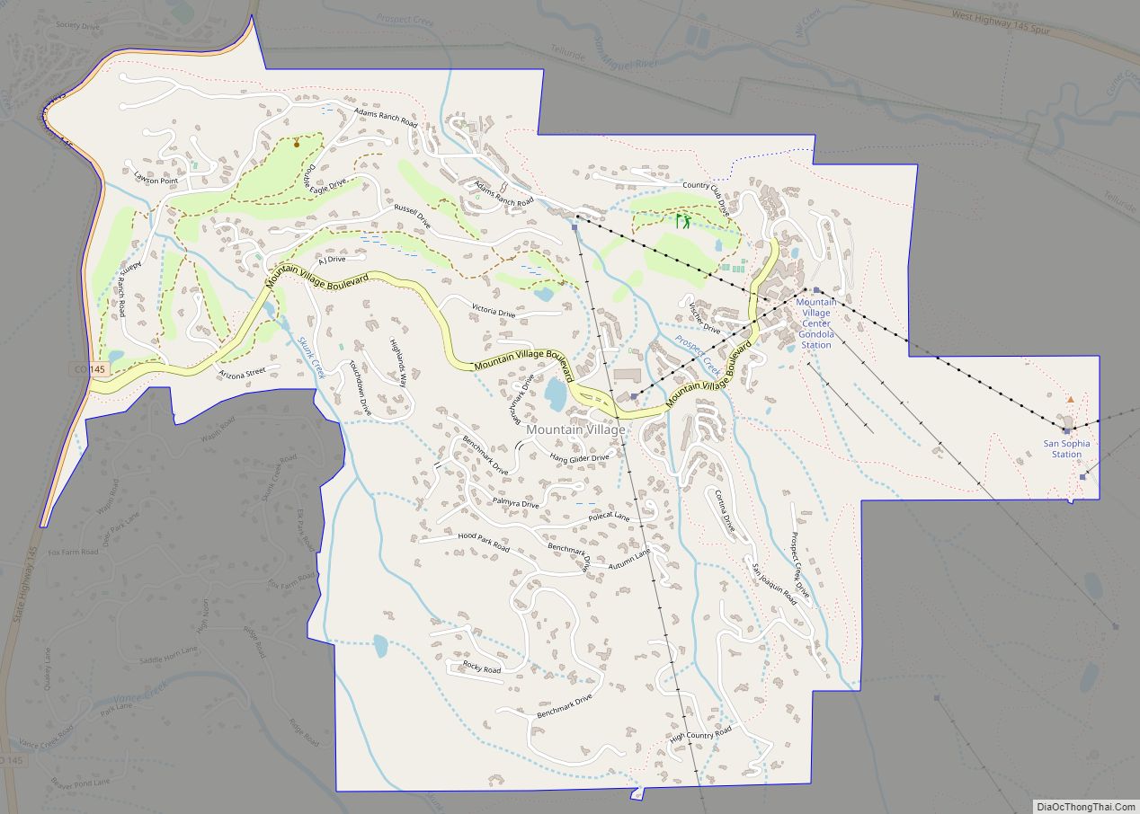 Map of Mountain Village town, Colorado