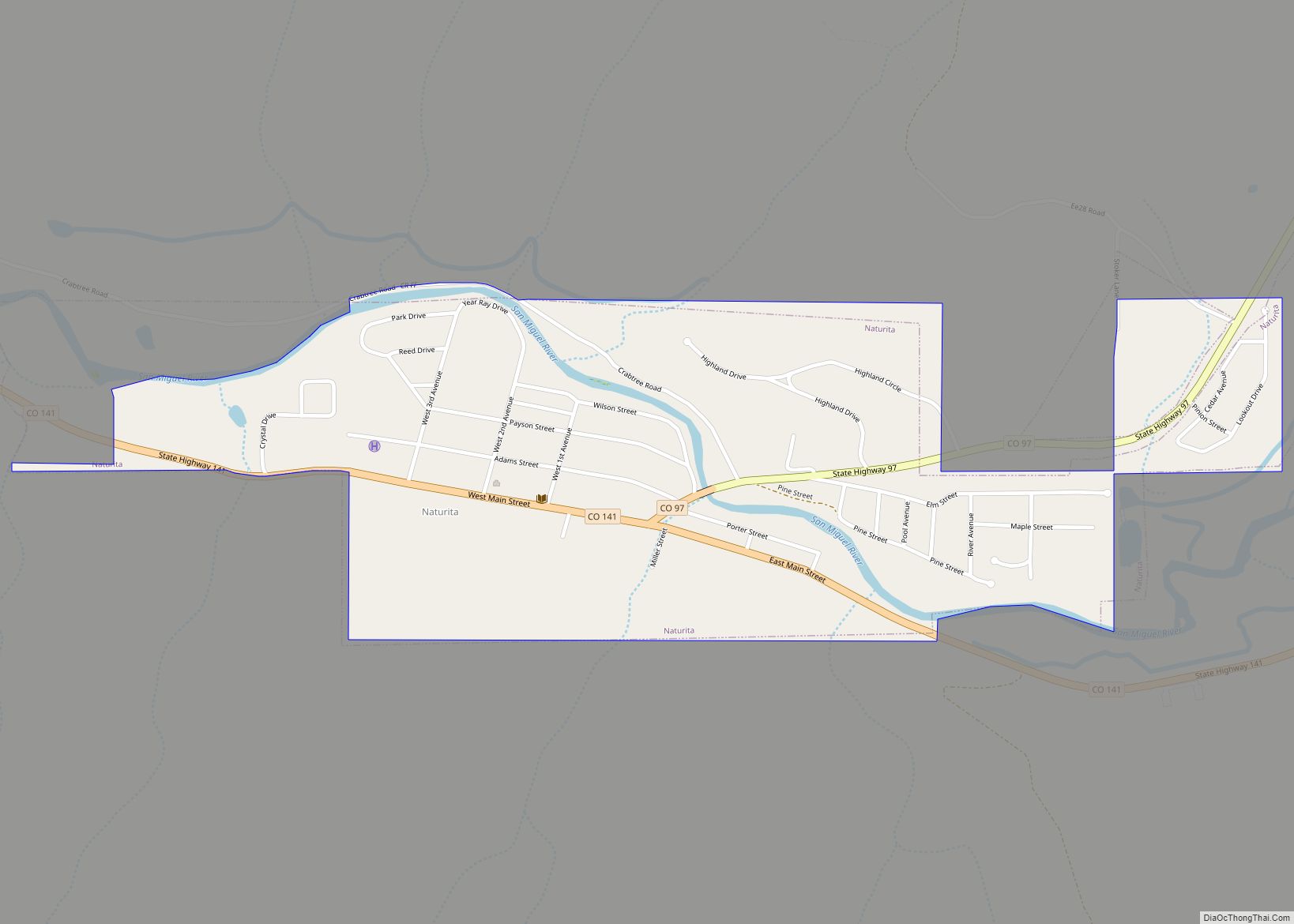Map of Naturita town