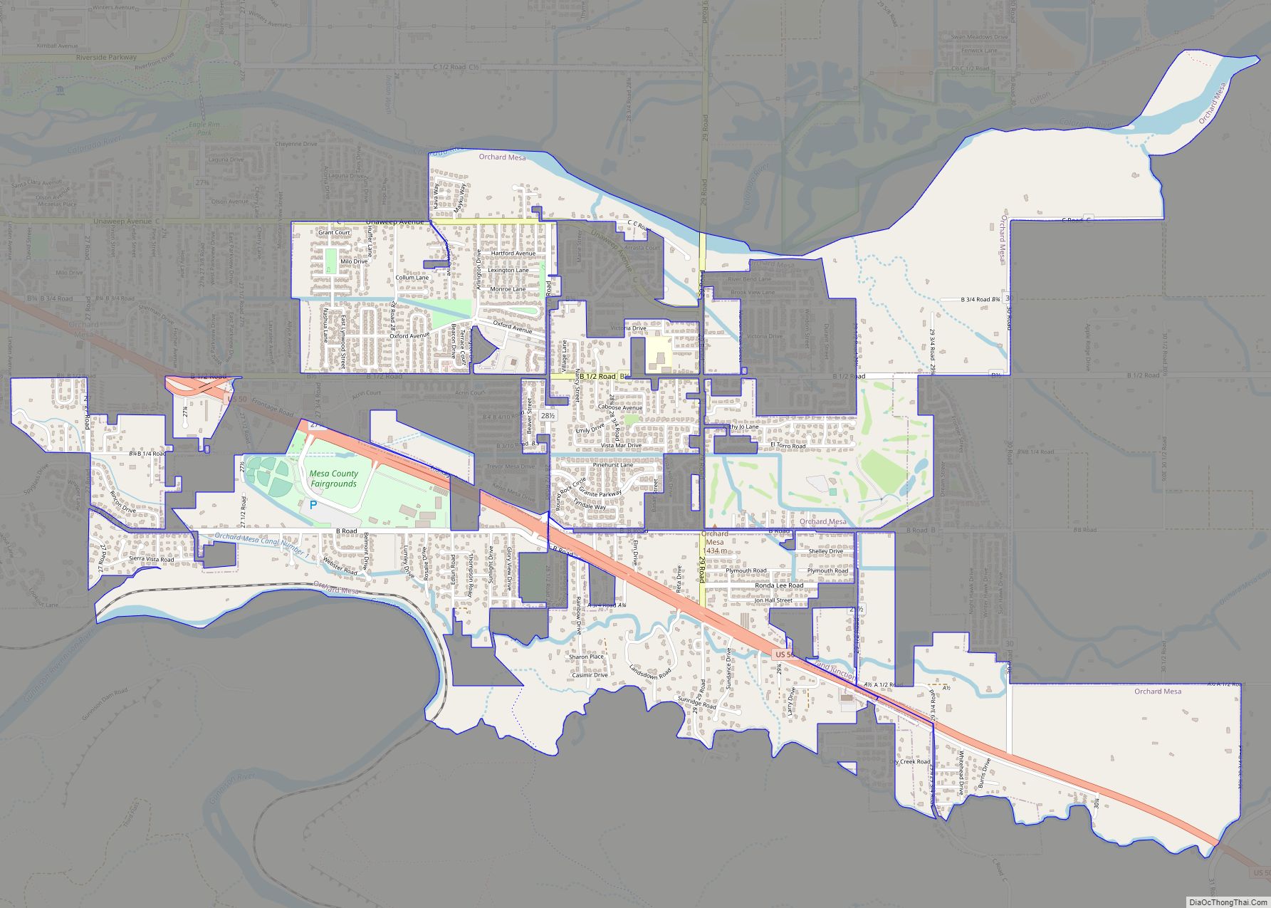 Map of Orchard Mesa CDP