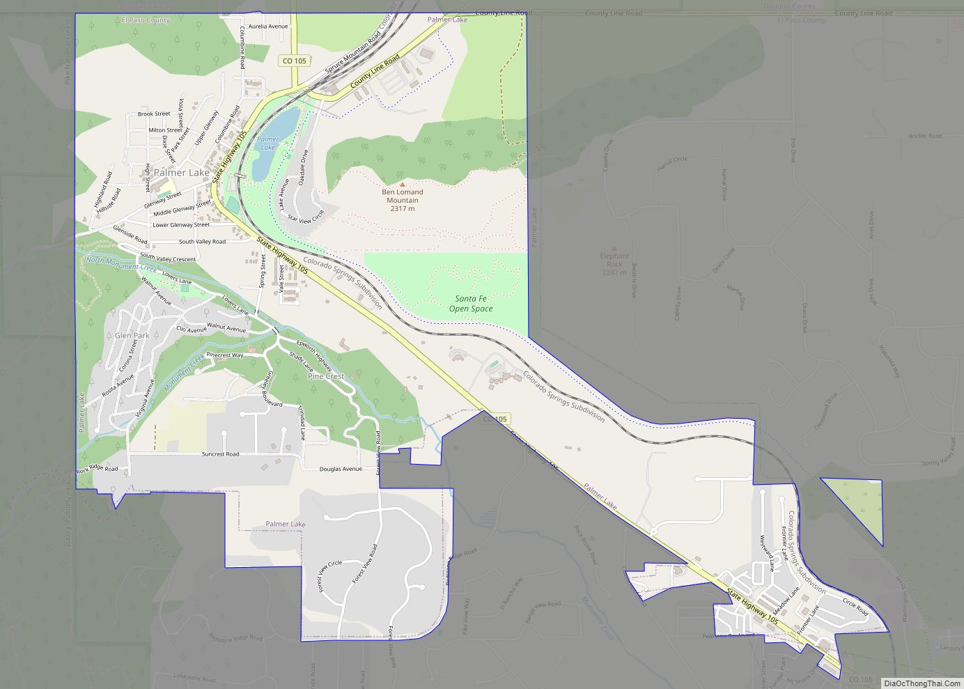 Map of Palmer Lake town