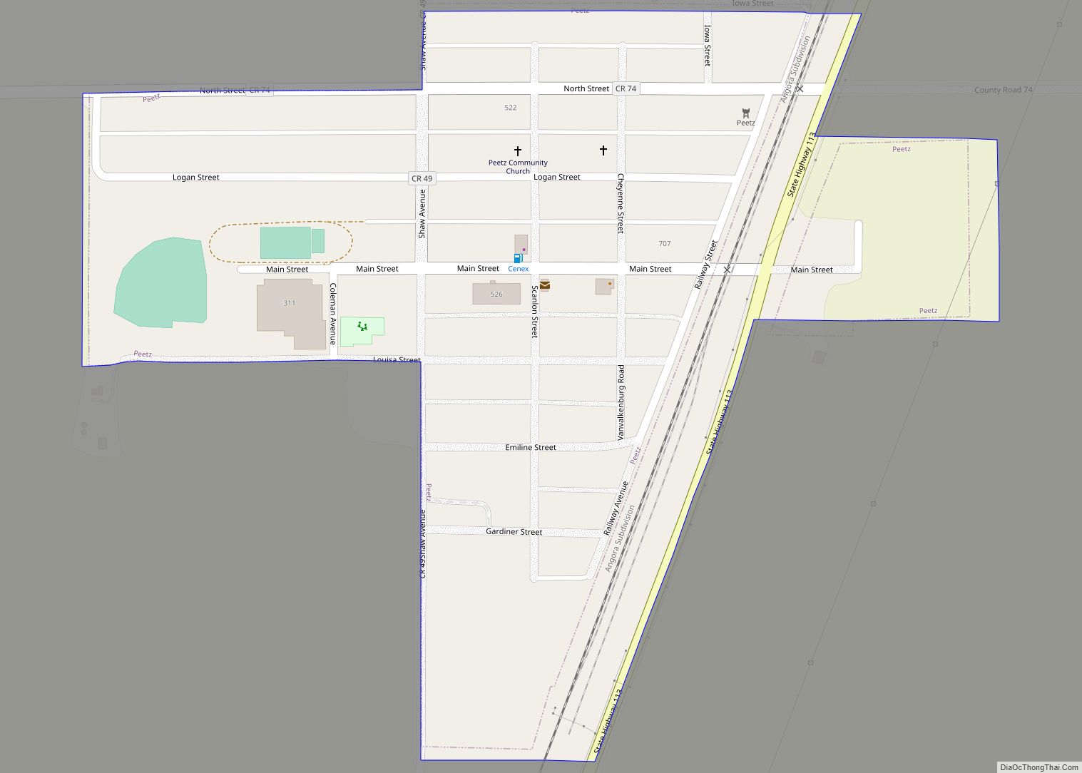Map of Peetz town