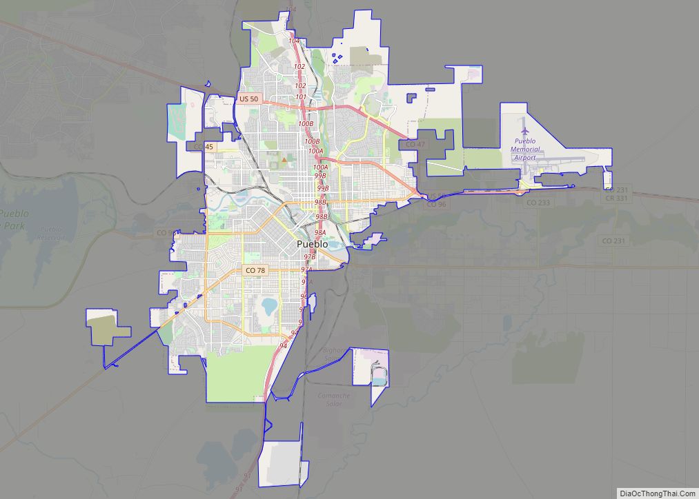 Map of Pueblo city