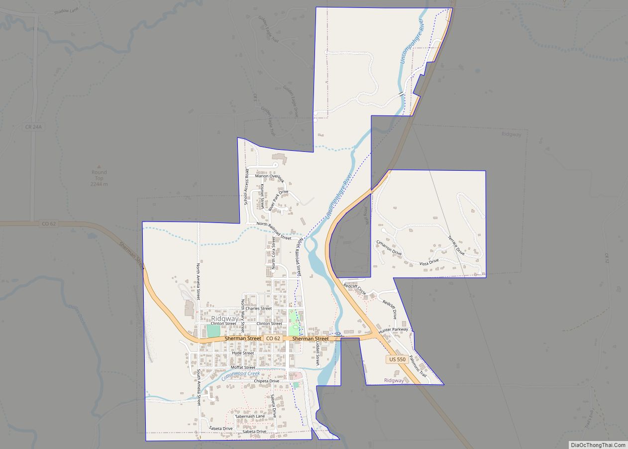 Map of Ridgway town