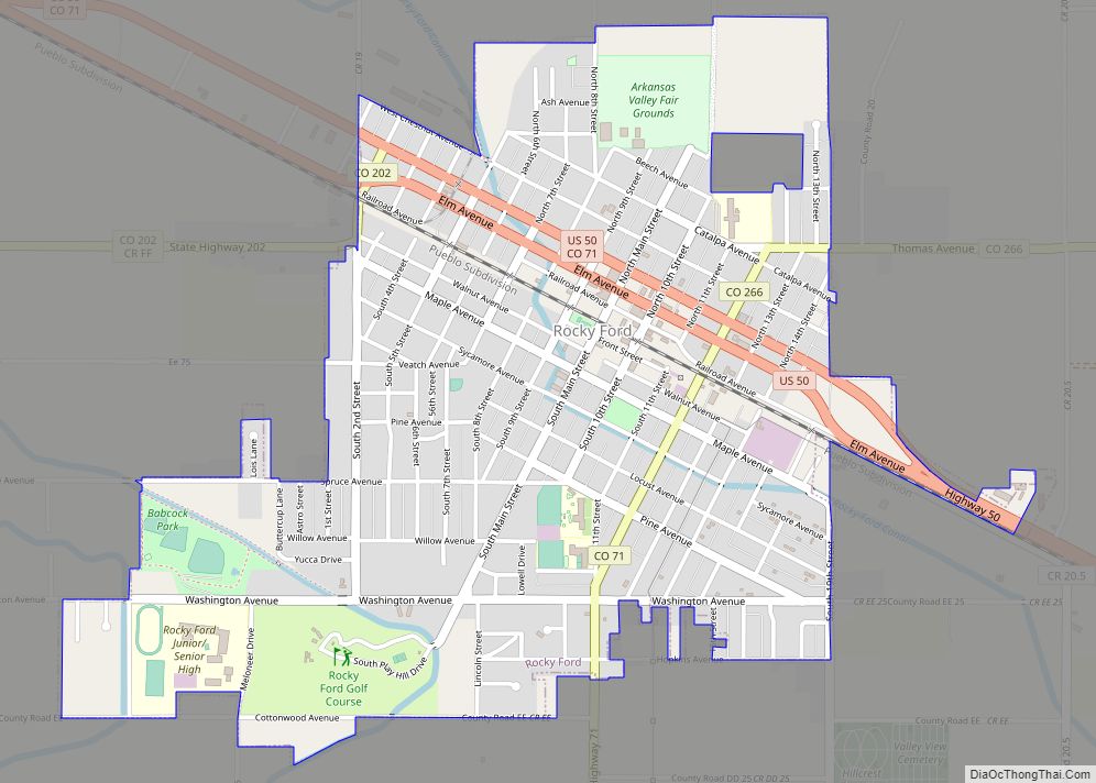 Map of Rocky Ford city
