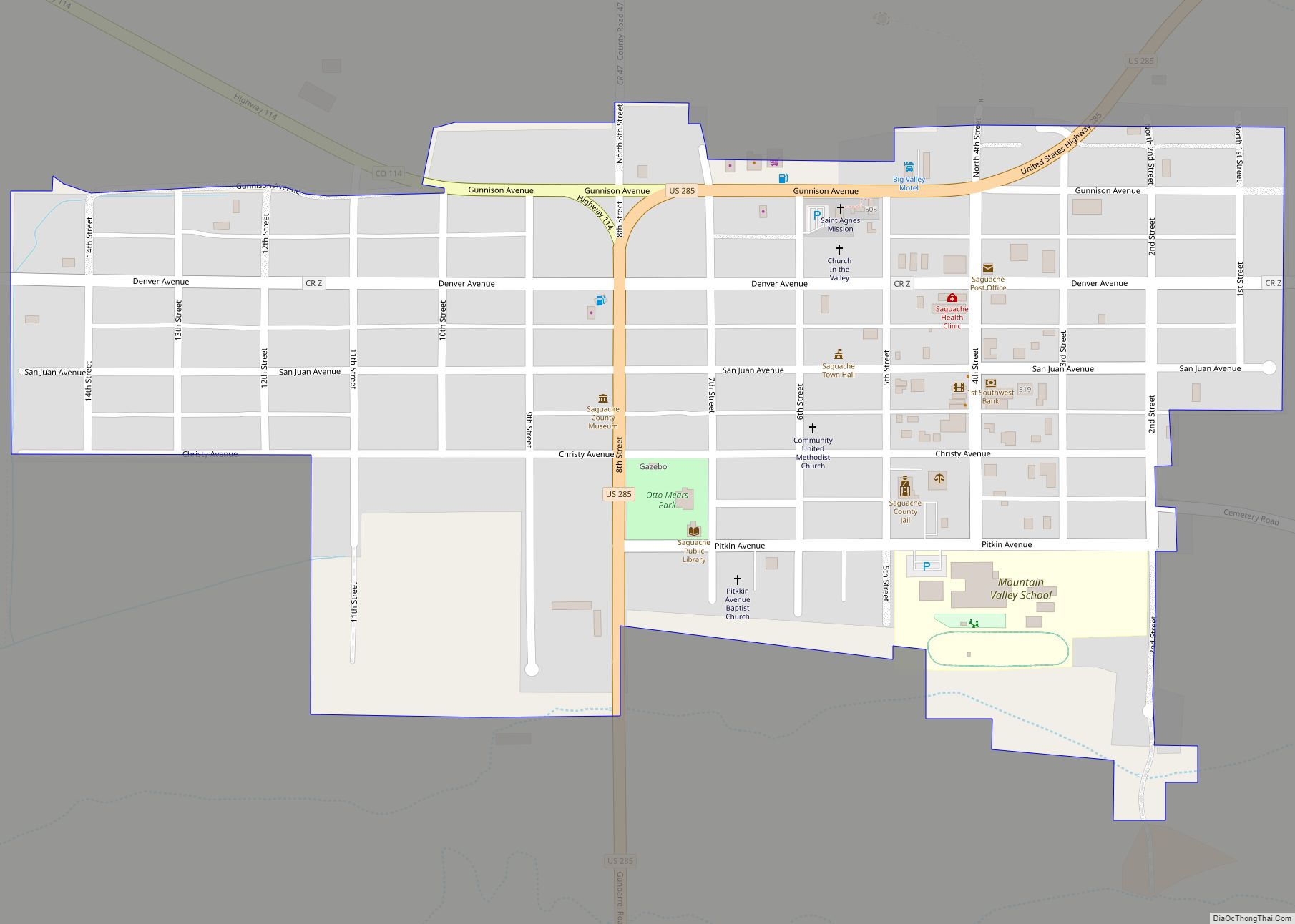 Map of Saguache town