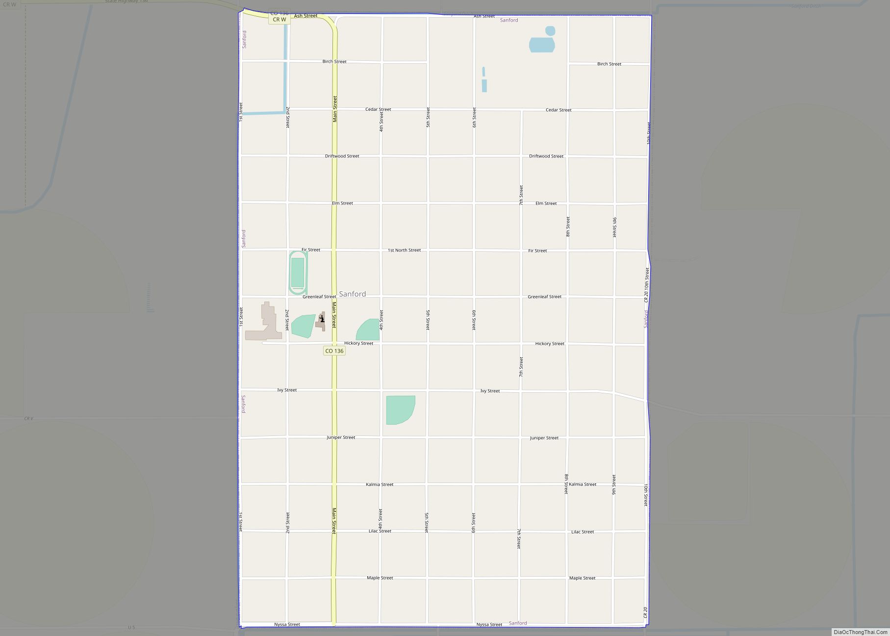 Map of Sanford town, Colorado