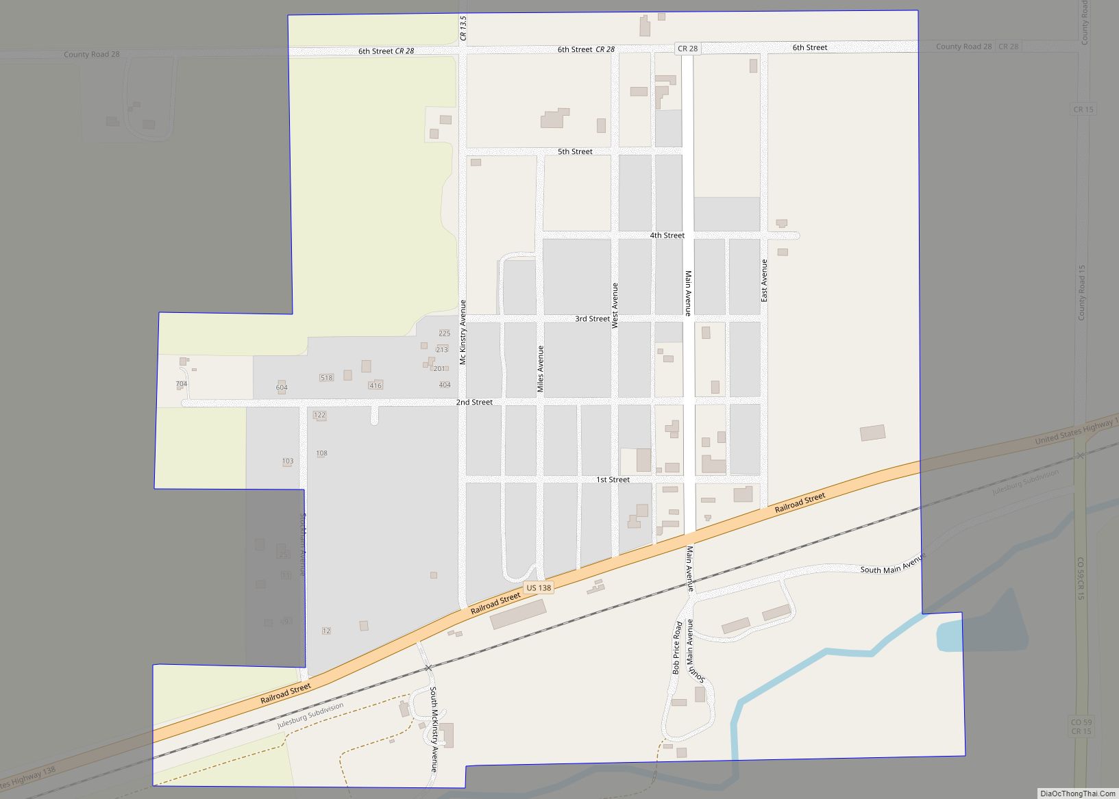 Map of Sedgwick town, Colorado