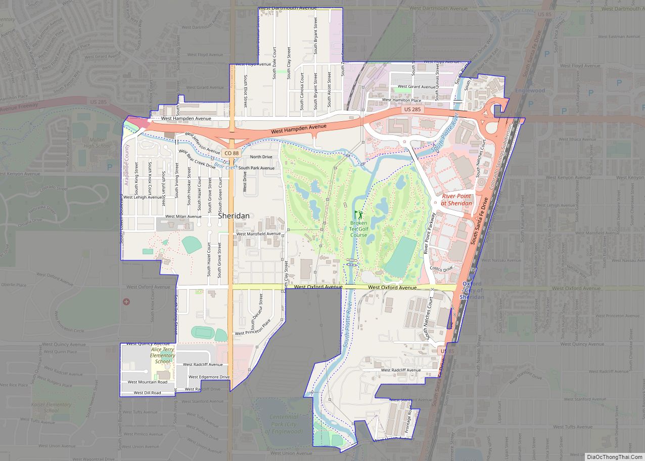 Map of Sheridan city, Colorado
