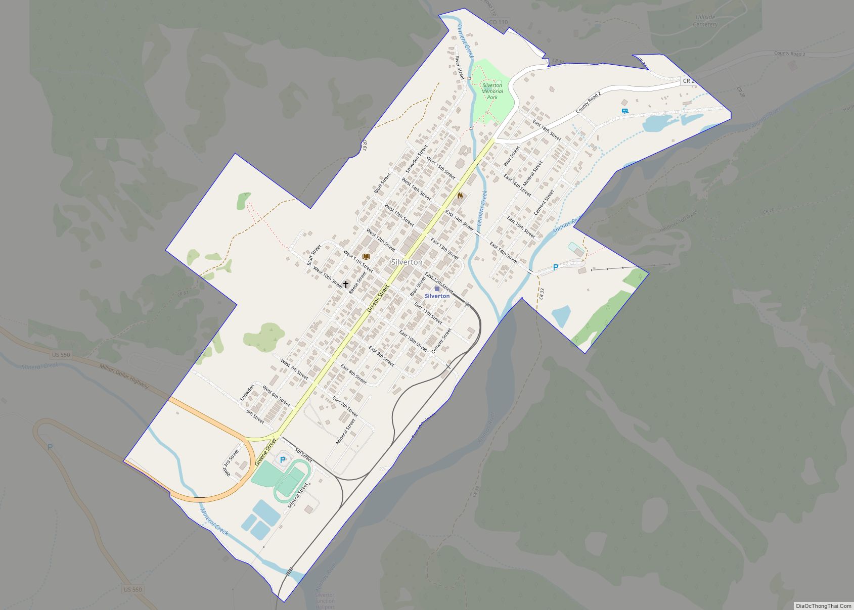 Map of Silverton town