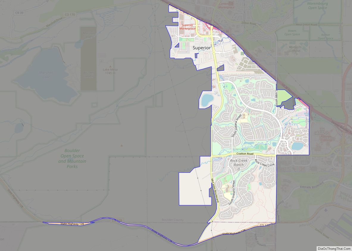 Map of Superior town, Colorado