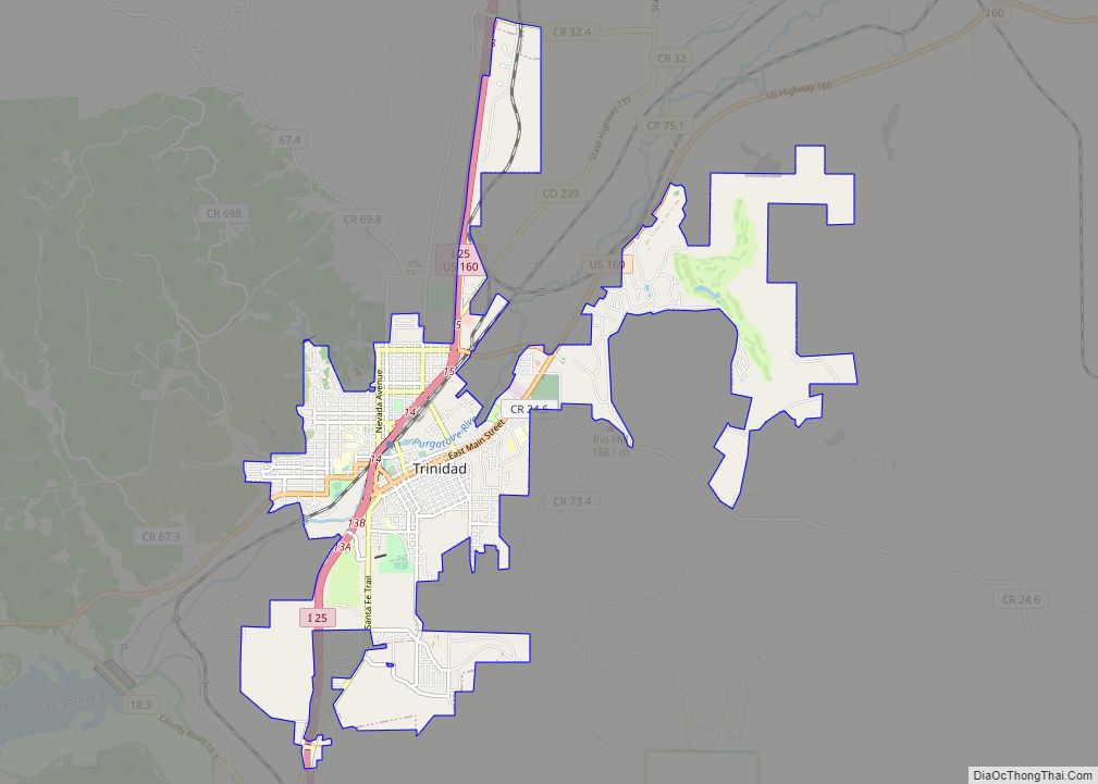 Map of Trinidad city, Colorado