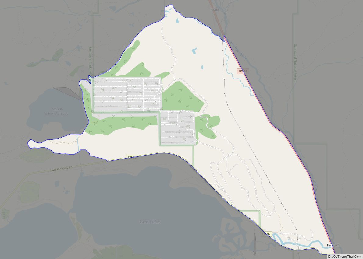 Map of Twin Lakes CDP, Colorado