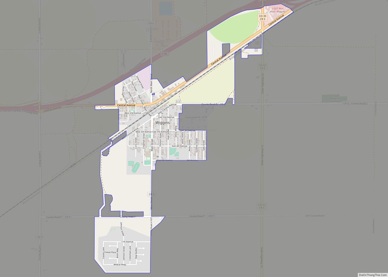 Map of Wiggins town