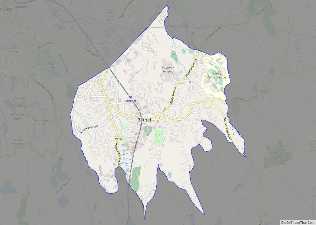 Map of Bethel CDP, Connecticut