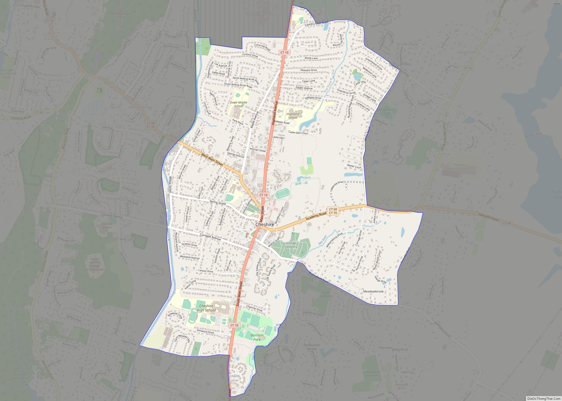 Map of Cheshire Village CDP