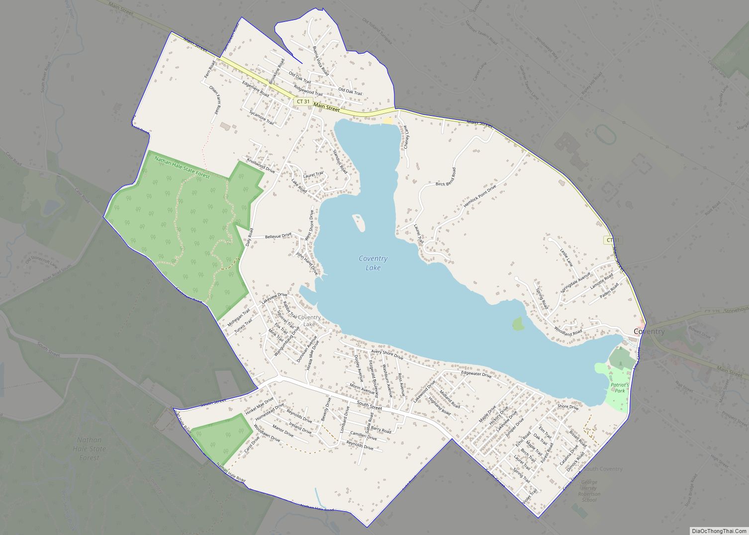 Map of Coventry Lake CDP