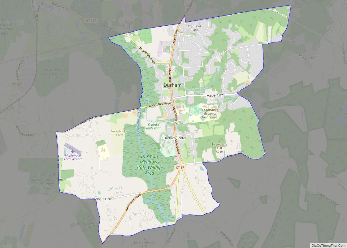 Map of Durham CDP, Connecticut