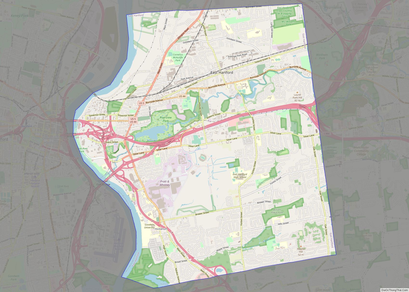 Map of East Hartford CDP