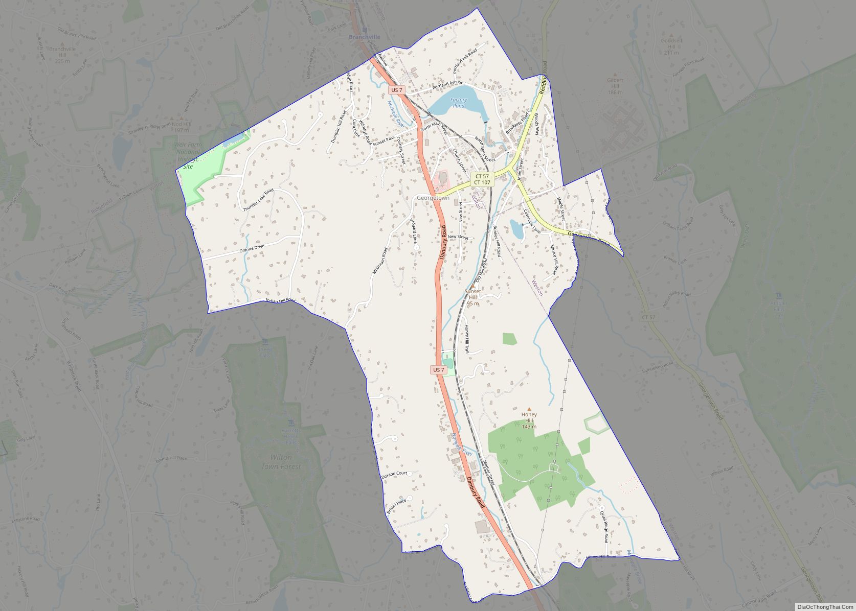 Map of Georgetown CDP, Connecticut