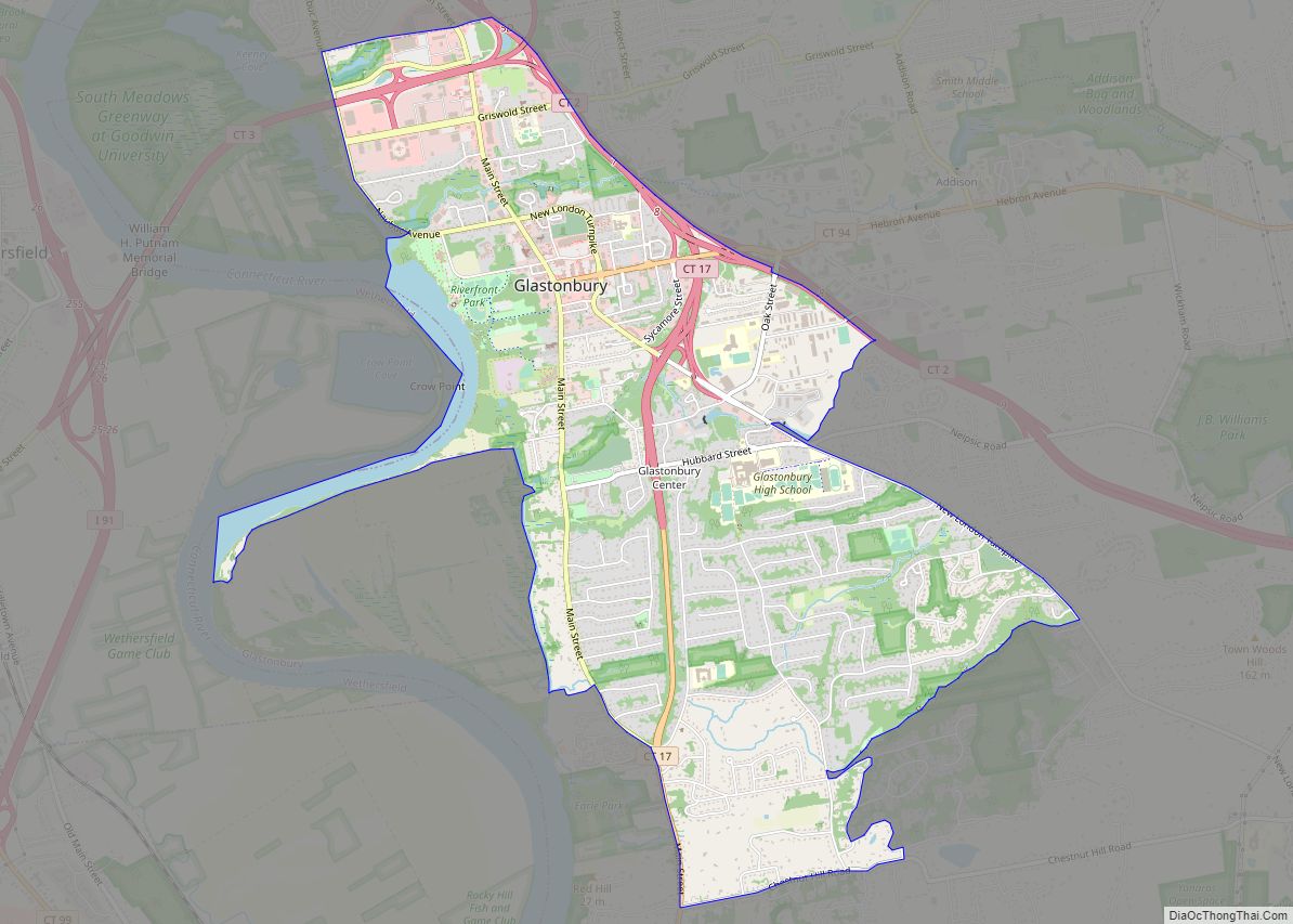 Map of Glastonbury Center CDP
