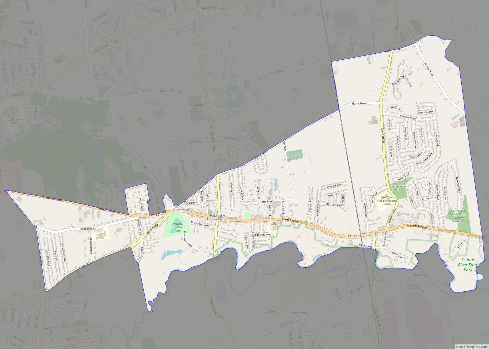 Map of Hazardville CDP