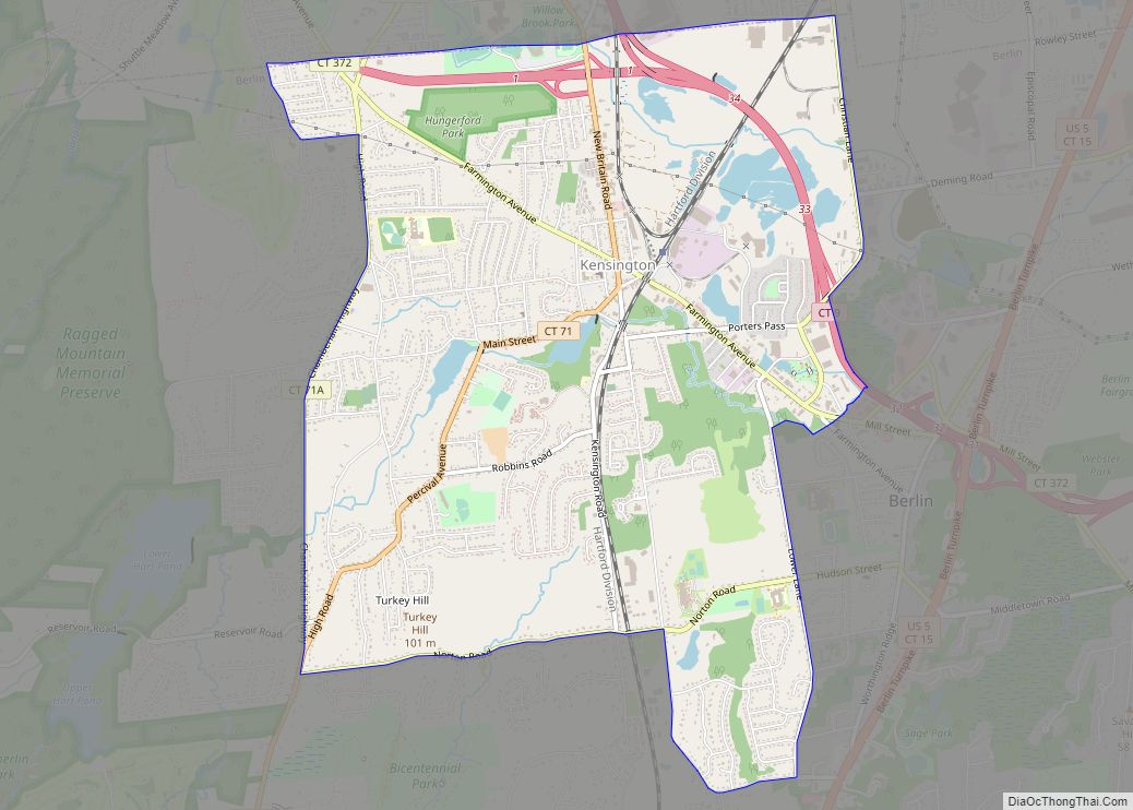 Map of Kensington CDP, Connecticut